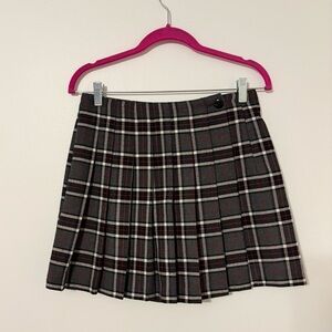 Vintage Pleated Red Black White Plaid Micro Mini Skirt Skort Size 9